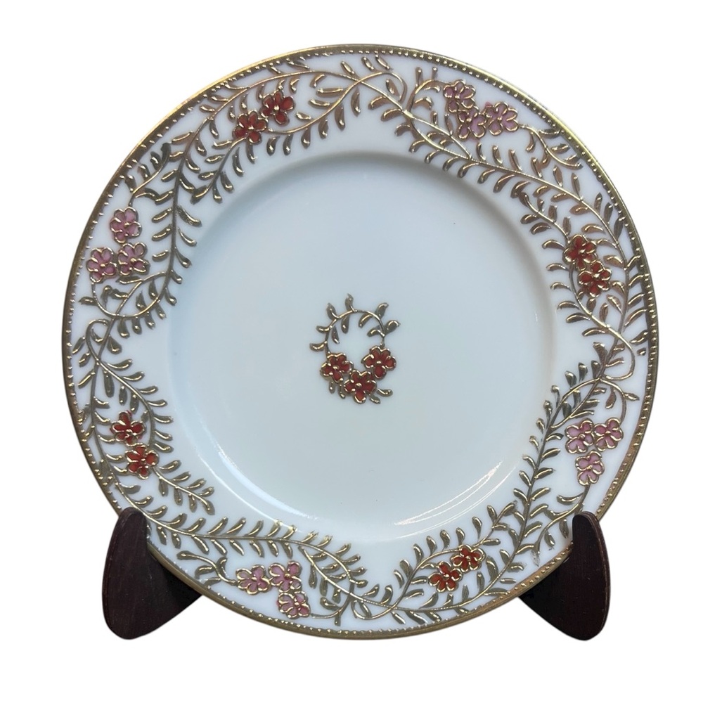 Vintage ICE CO Japan 5.5" Decorative Plate Hand Painted Raised‎ Gold Moriage